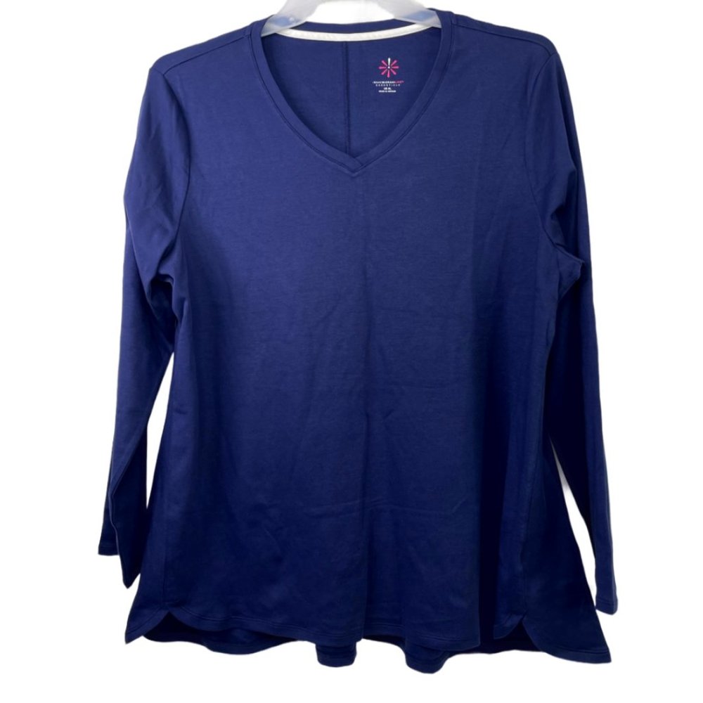 Women's Blue Cotton V-Neck Tunic Size: XL
